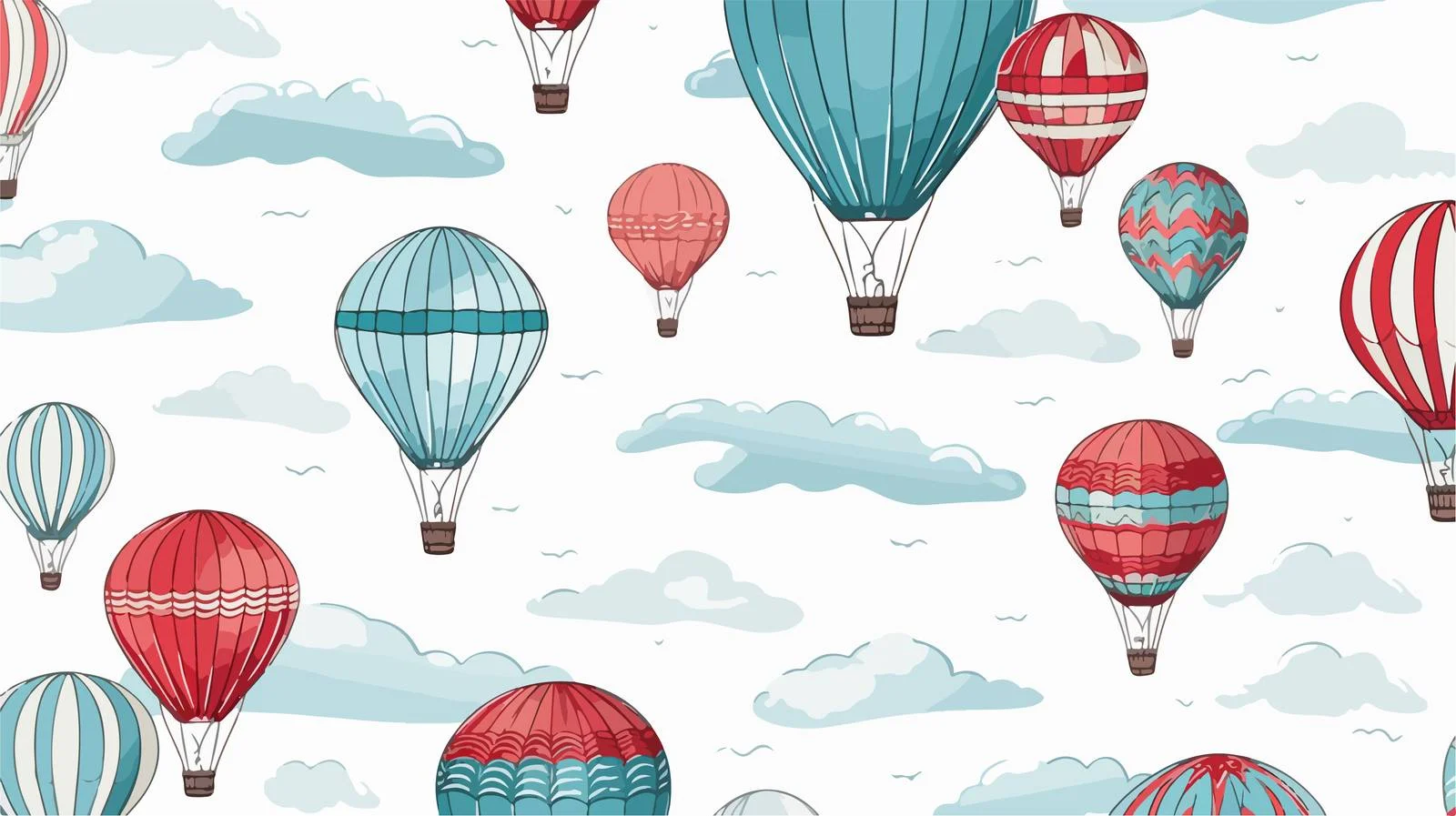 Hot Air Balloons Coloring Page – free air balloons image from Dotvec