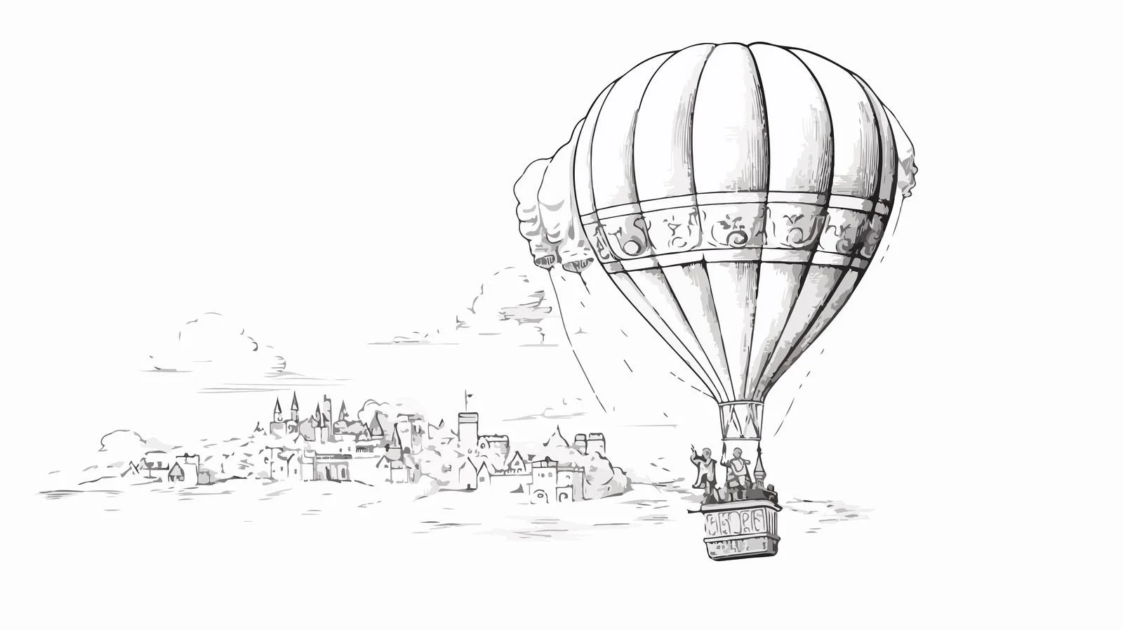 Hand Drawn Hot Air Balloon Sketch — free download from Dotvec