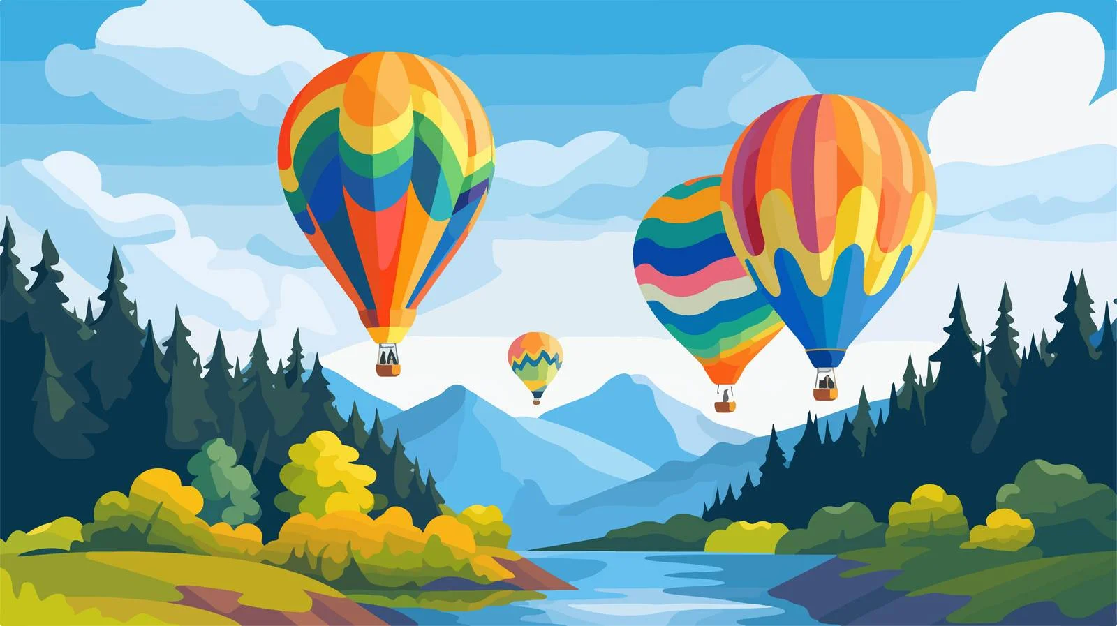 Scenic Hot Air Balloon River Flight — free download from Dotvec