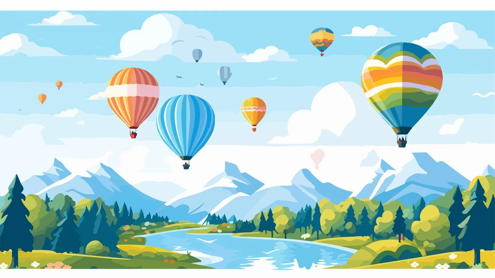 Serene Hot Air Balloon River View — free download from Dotvec