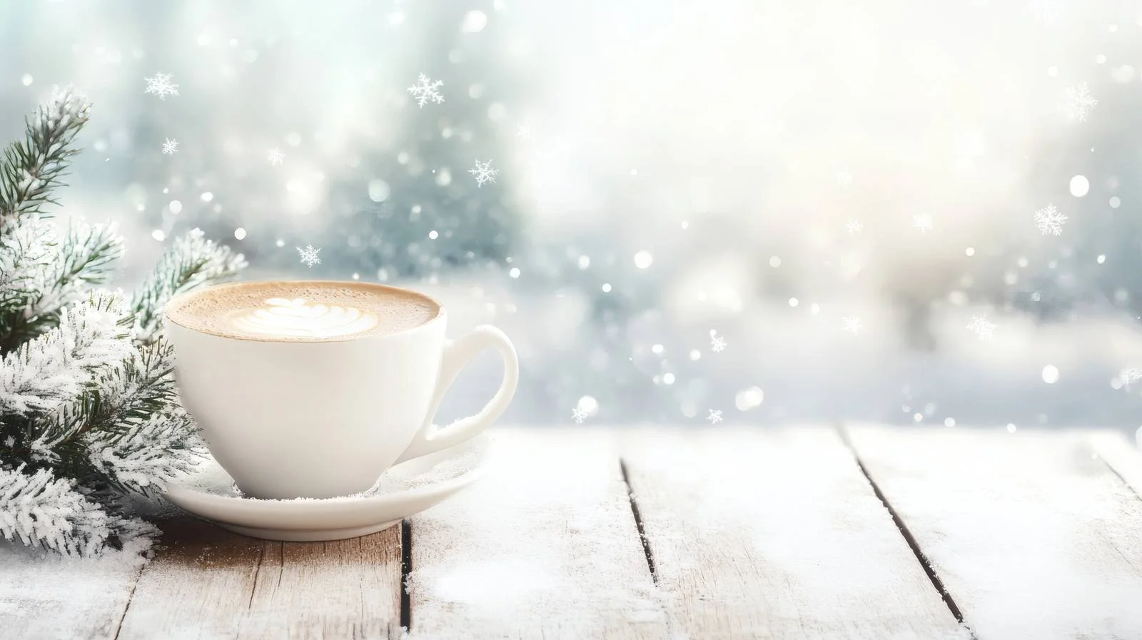 Winter Cafe Scene with Steaming Coffee — free download from Dotvec