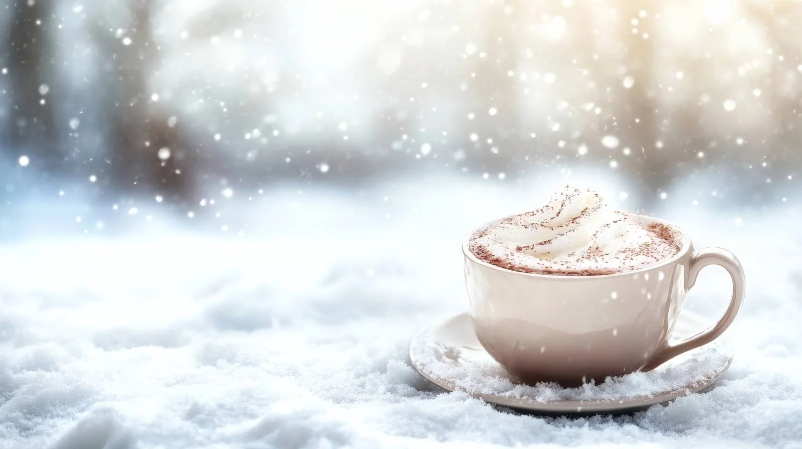 Warm Beverage in Winter Scenic Background — free download from Dotvec