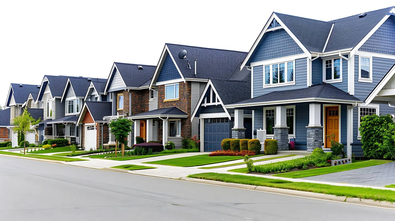 Elegant Homes on Suburban Street at Sunrise — free download from Dotvec