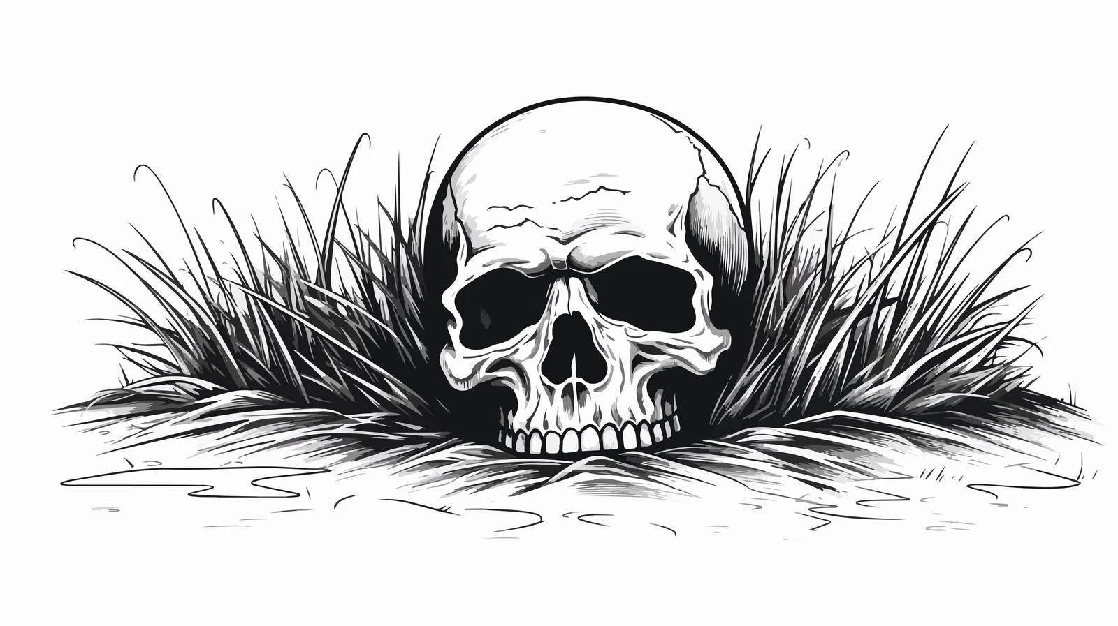 Hand-Drawn Human Skull Sketch Vector Illustration — free download from Dotvec