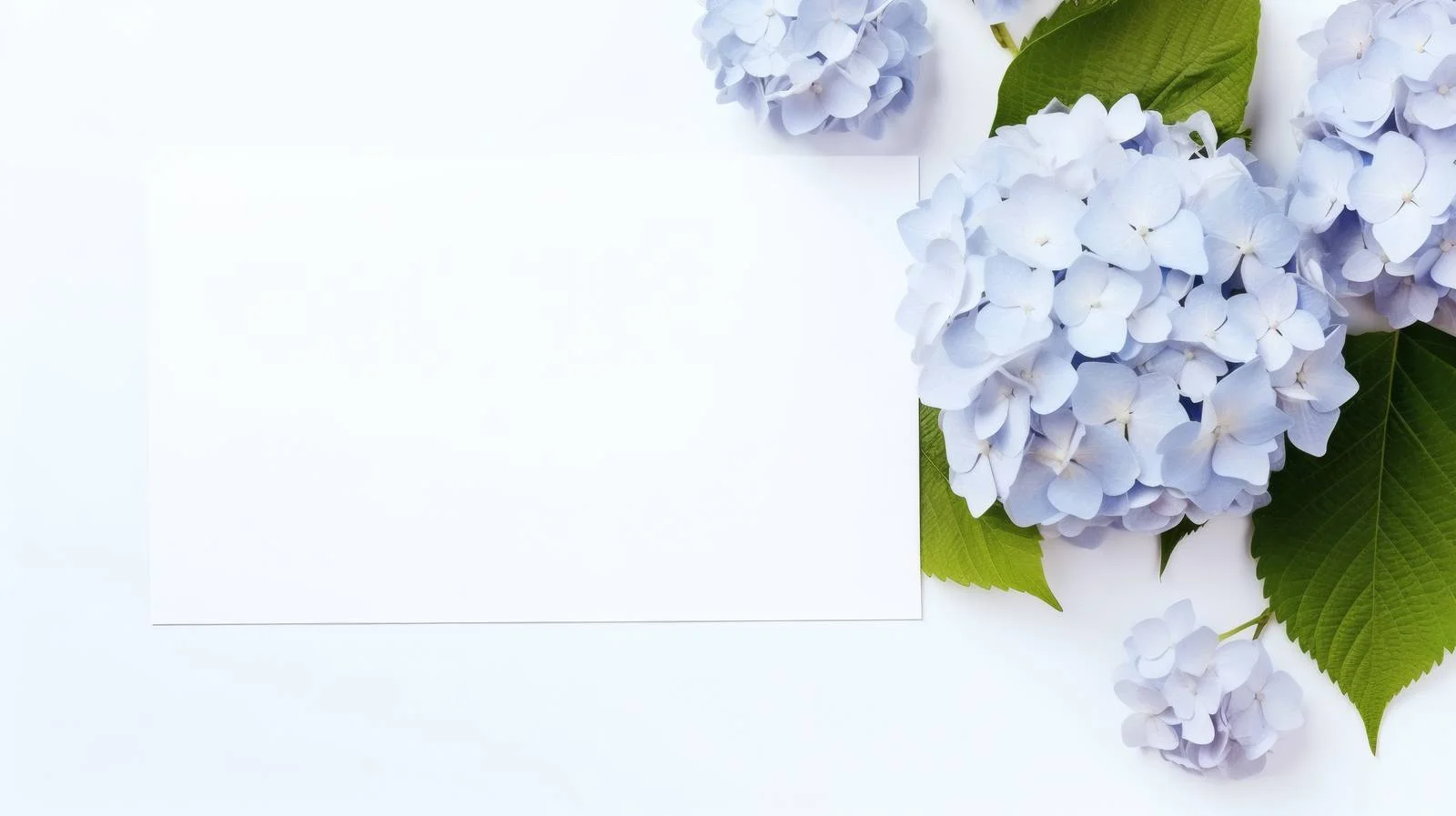Hydrangea Blooms with Empty Card on White — free download from Dotvec