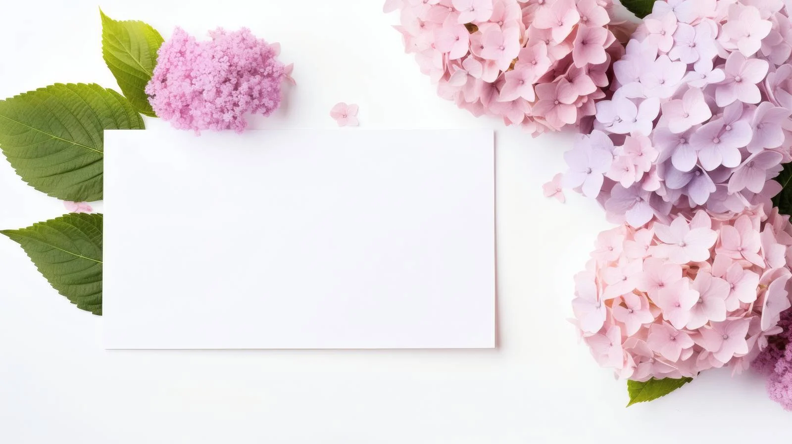 Hydrangea Blossom & Blank Card on White — free download from Dotvec