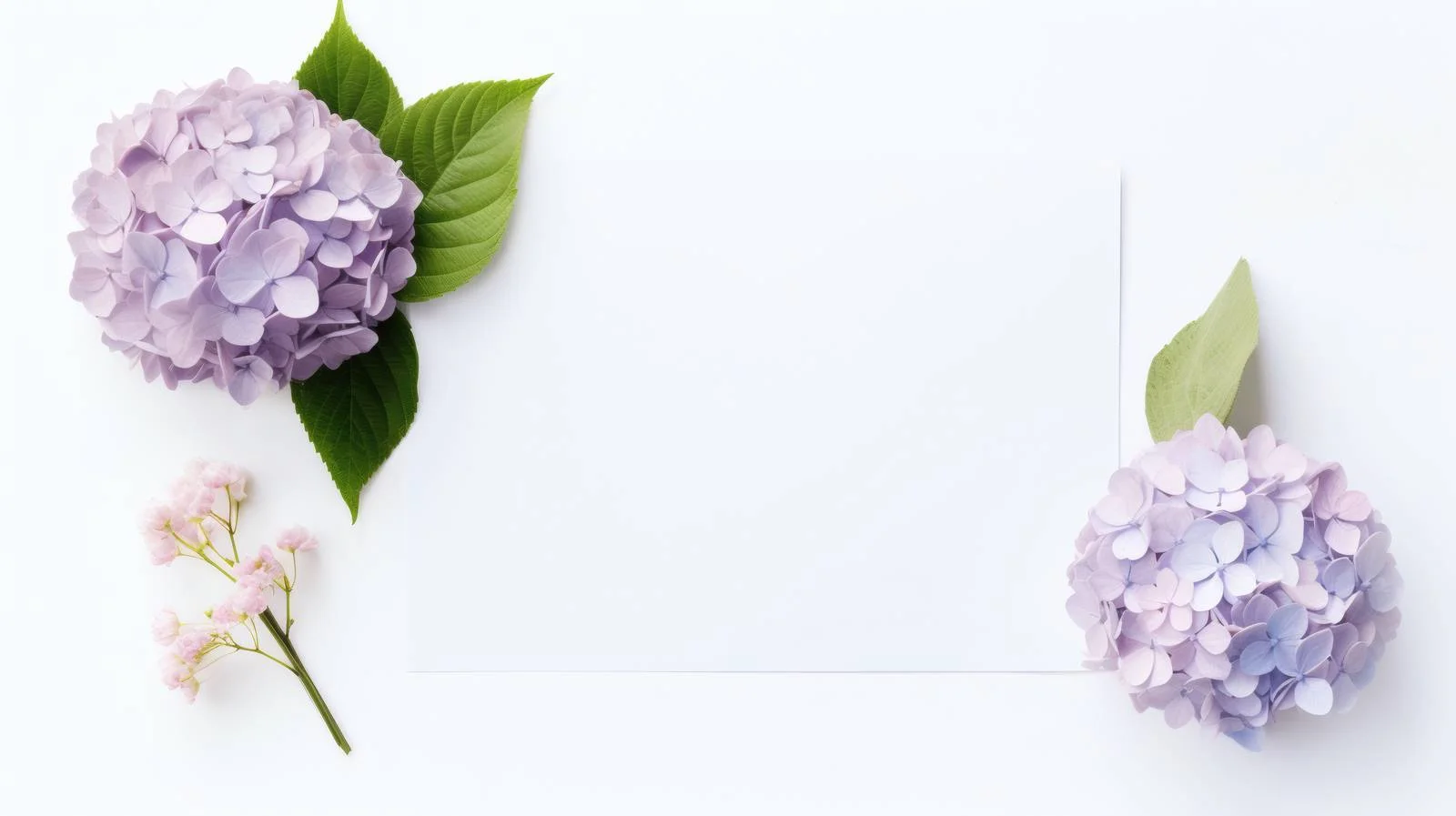 Hydrangea Blossom with Blank Card on White — free download from Dotvec