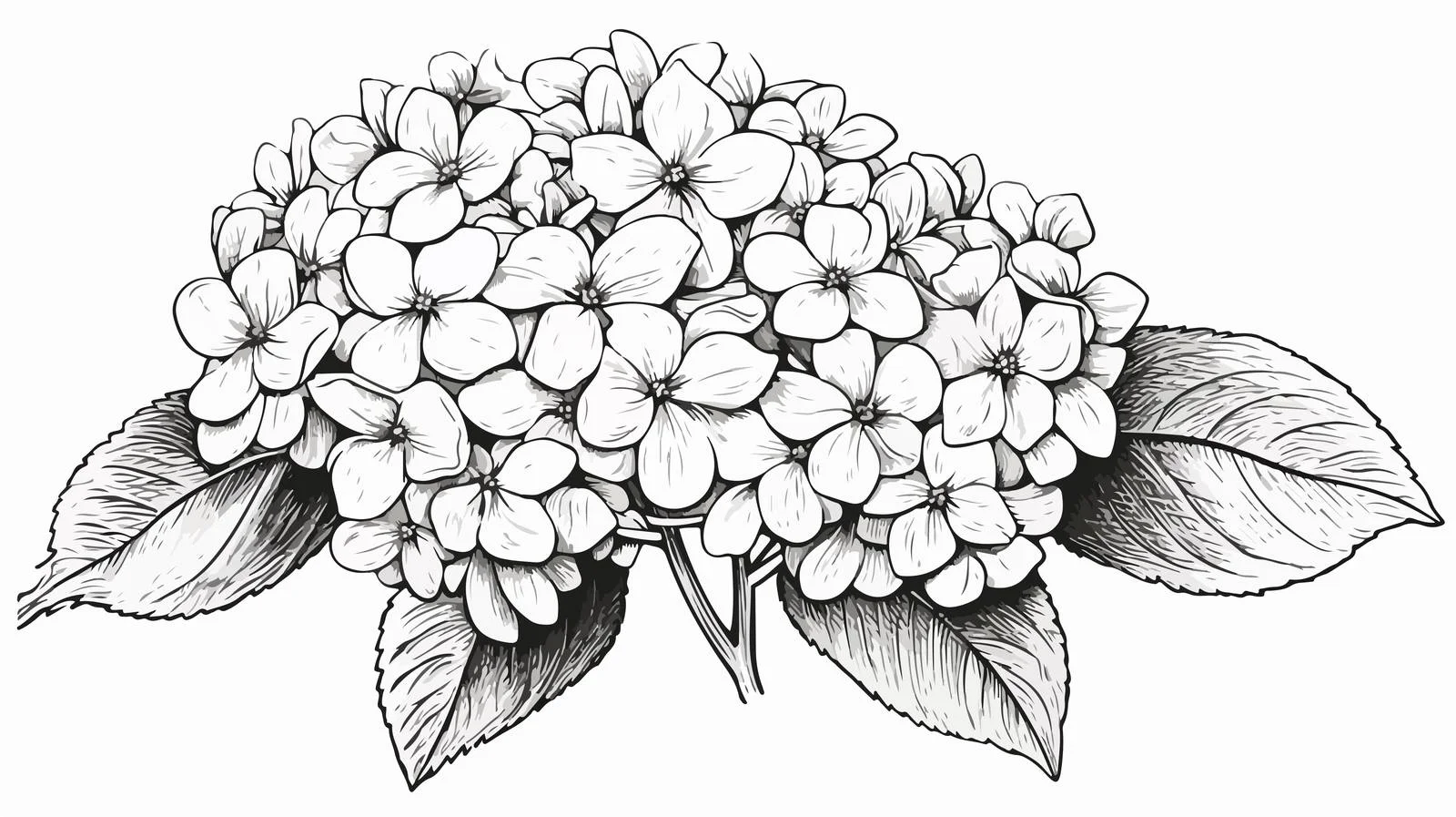 Vintage Hydrangea Engraved Botanical Illustration — free download from Dotvec