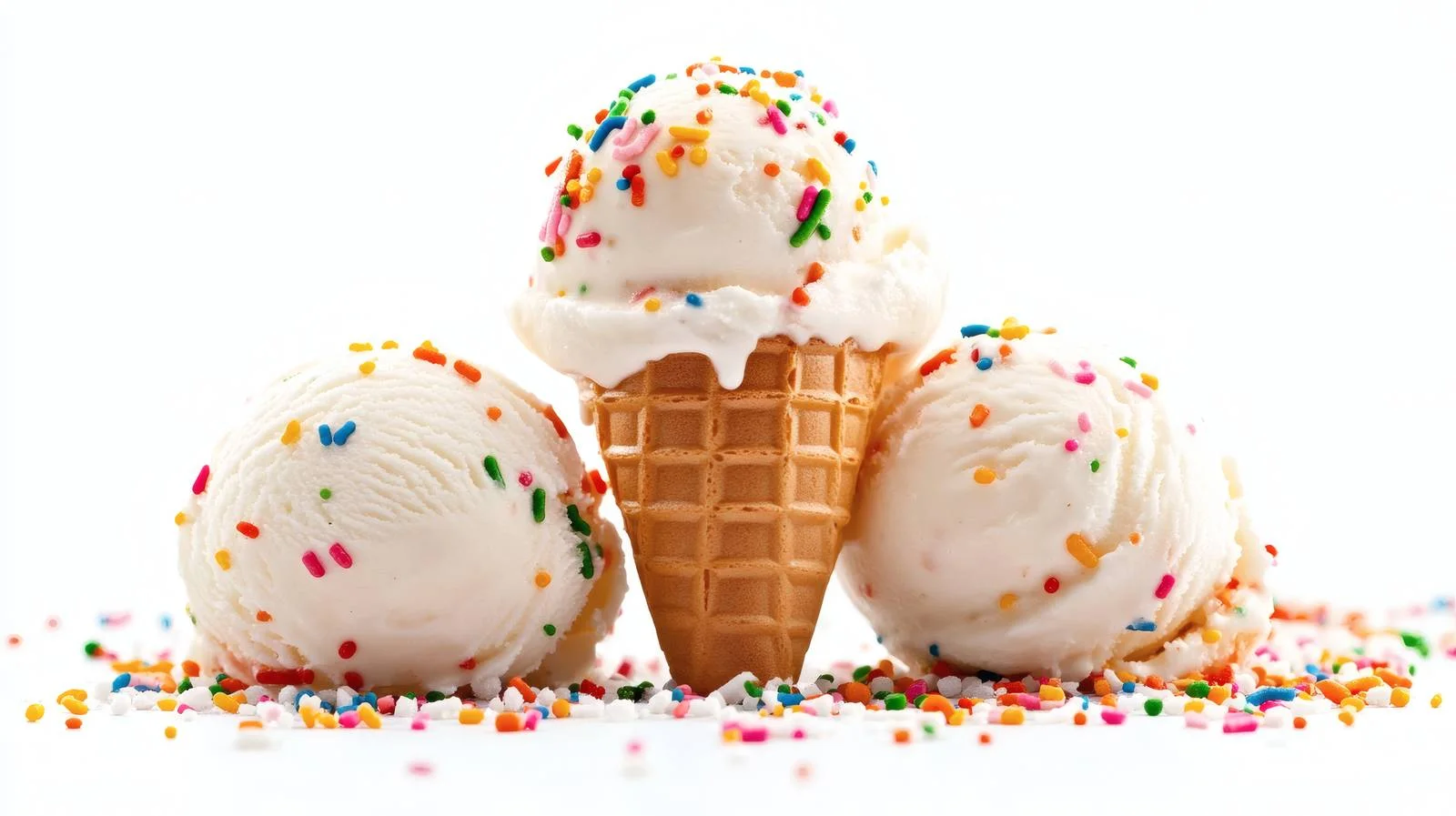 Delicious Ice Cream Scoops in Sugar Cone — free download from Dotvec