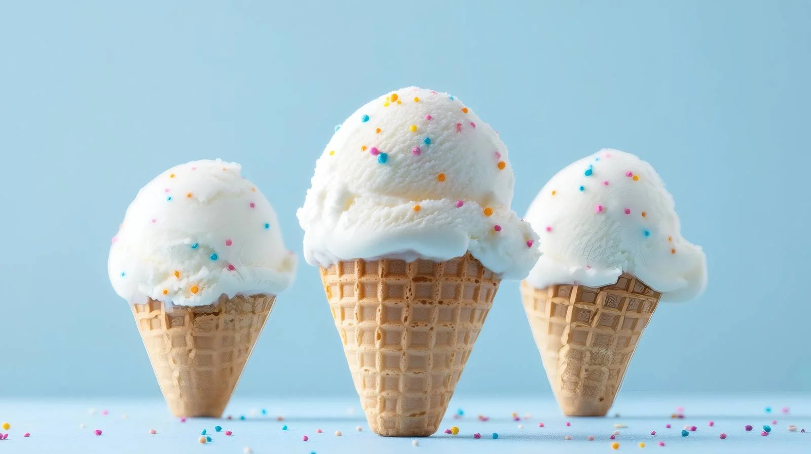 Delicious Ice Cream Cones on Blue Background — free download from Dotvec