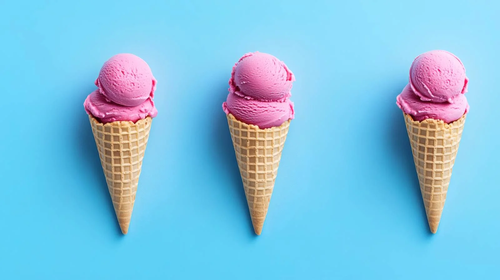 Delicious Ice Cream Scoops in Cone on Blue — free download from Dotvec