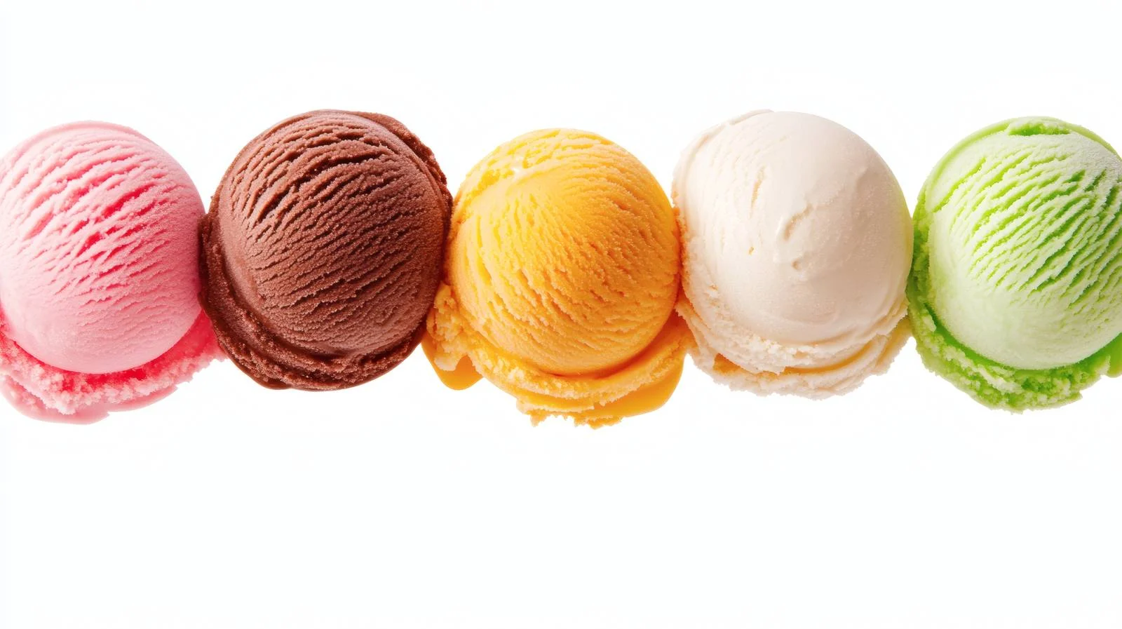Assorted Ice Cream Scoops on White Background — free download from Dotvec
