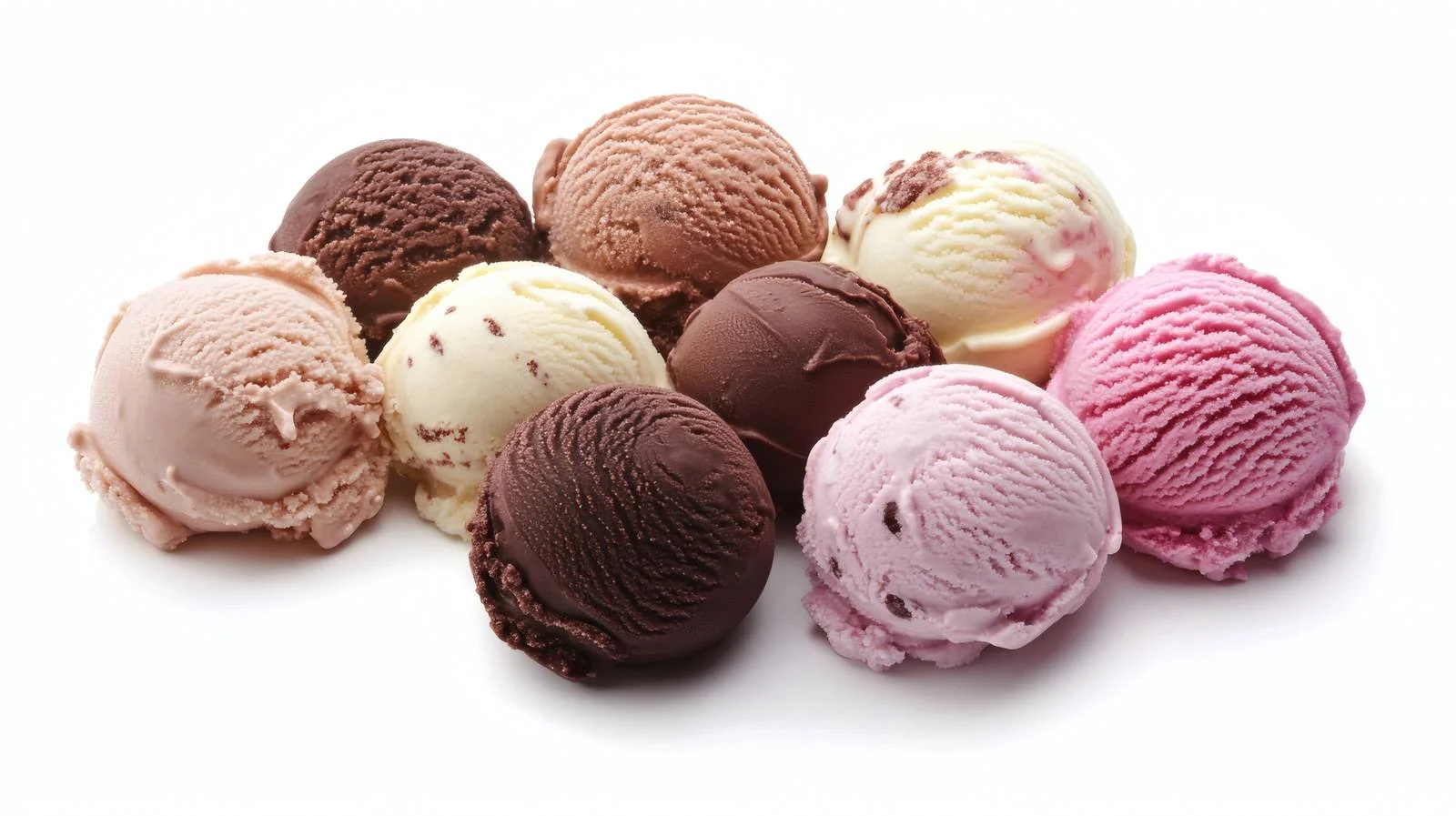 Assorted Ice Cream Scoops on White Background — free download from Dotvec