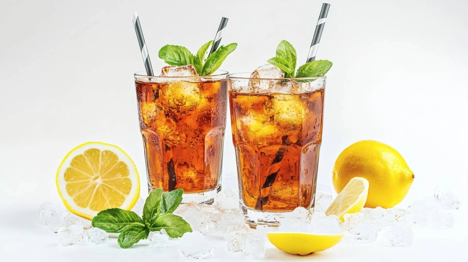 Refreshing Iced Tea Lemon White Background — free download from Dotvec