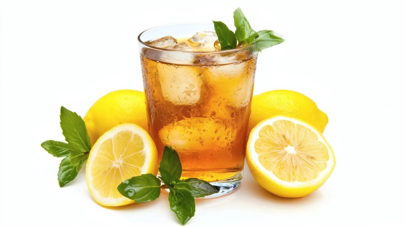 Refreshing Iced Tea with Lemon on White — free download from Dotvec
