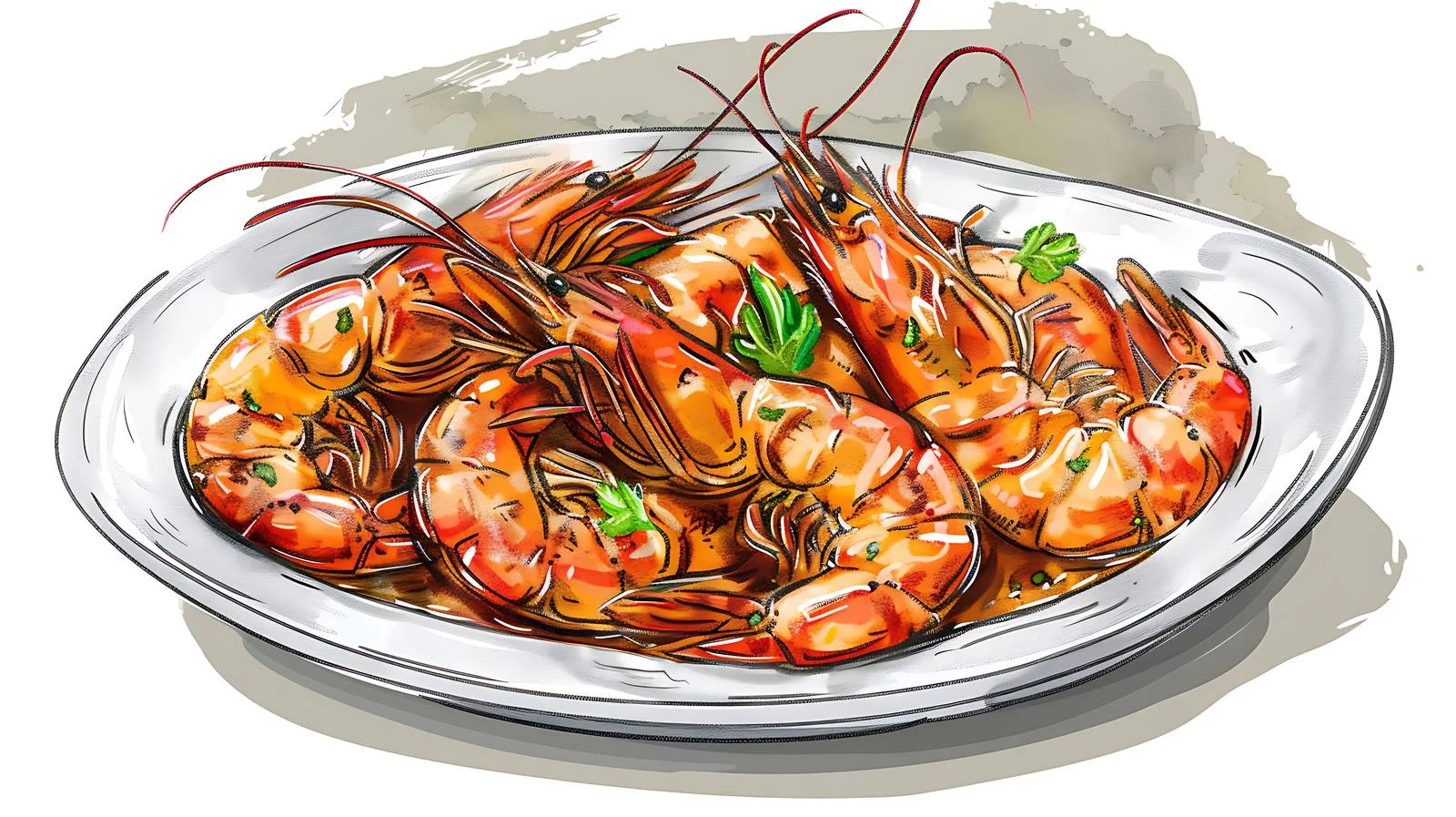 Exquisite Braised Prawns on White Background — free download from Dotvec