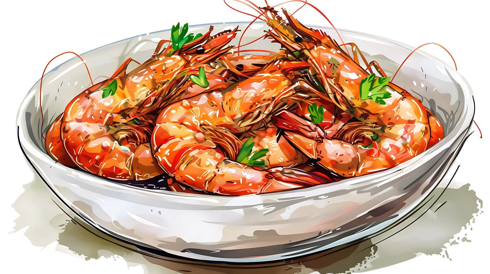 Exquisite Braised Prawns on White Background — free download from Dotvec