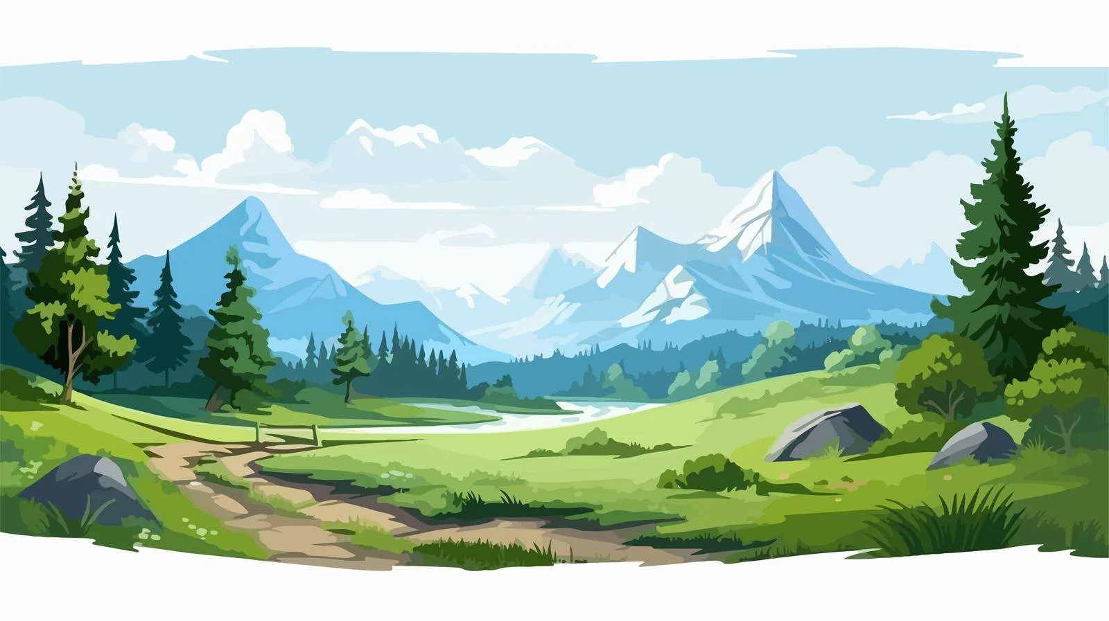 Minimalist Mountain Landscape Scene — free download from Dotvec