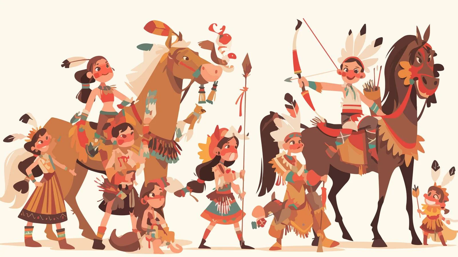 Traditional Native American Family Wearing Costumes — free download from Dotvec