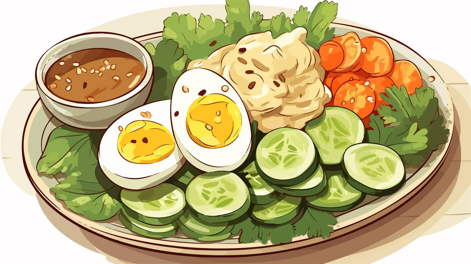 Traditional Indonesian Gado-Gado Salad — free download from Dotvec