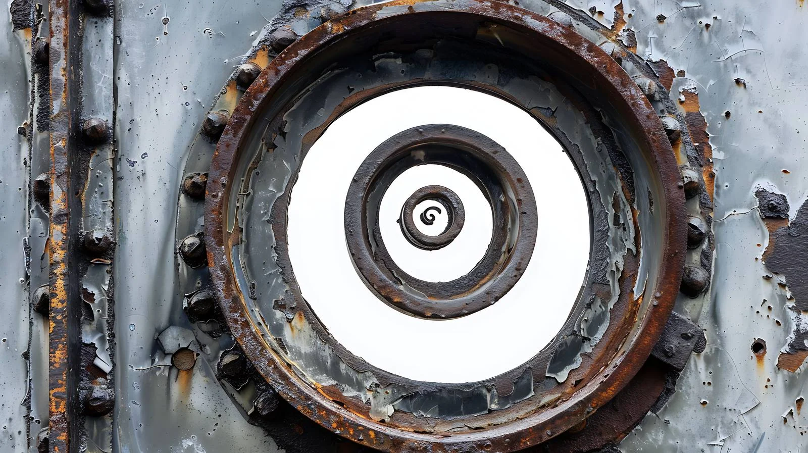 Aged metal spiral on window backdrop — free download from Dotvec