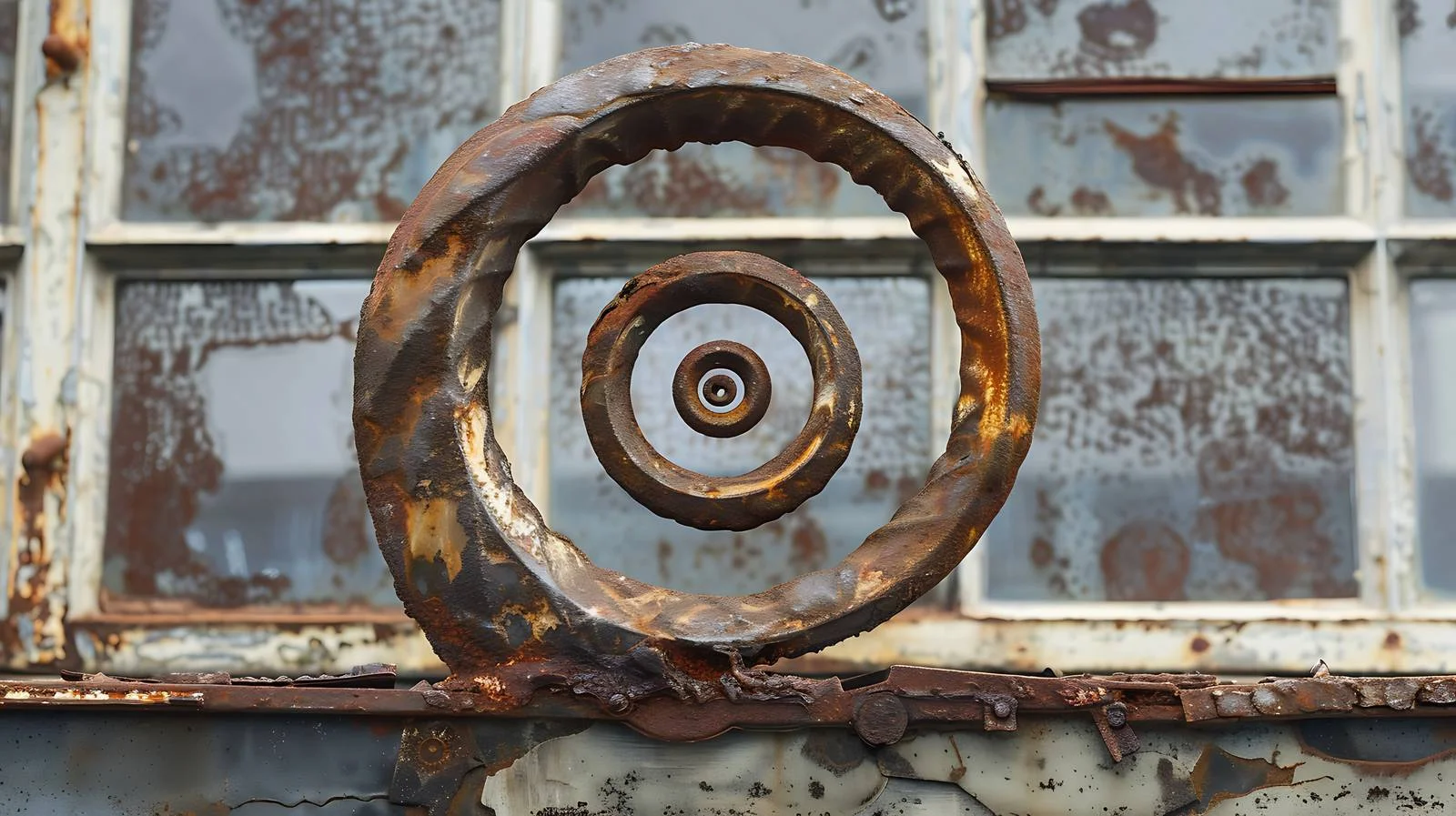 Rusty metal spiral on window background — free download from Dotvec