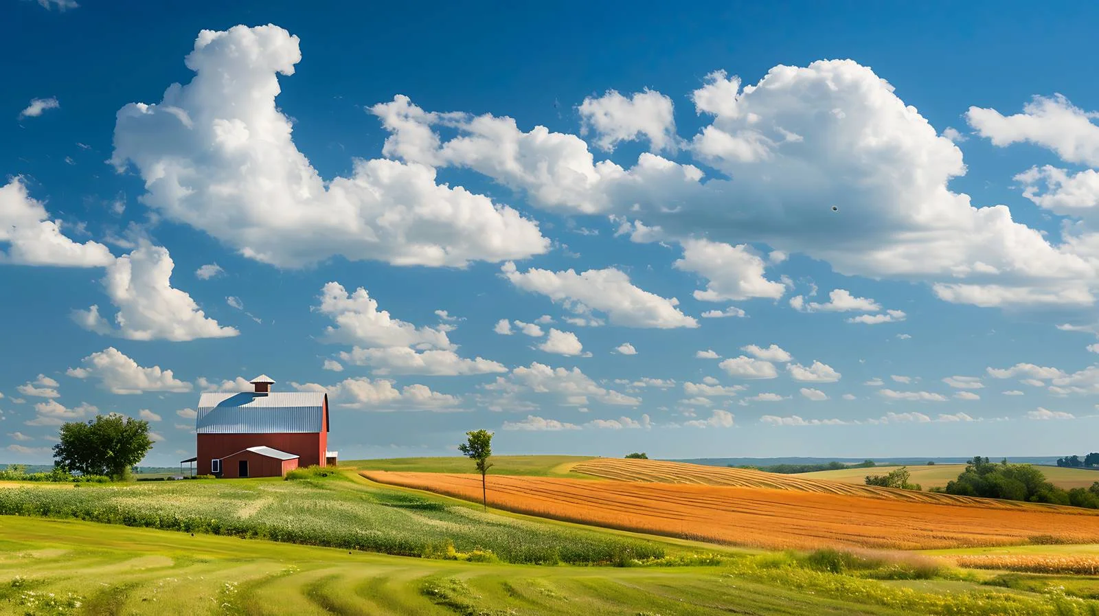 Idyllic Iowa Farm Fields Beneath Cloudy Sky — free download from Dotvec