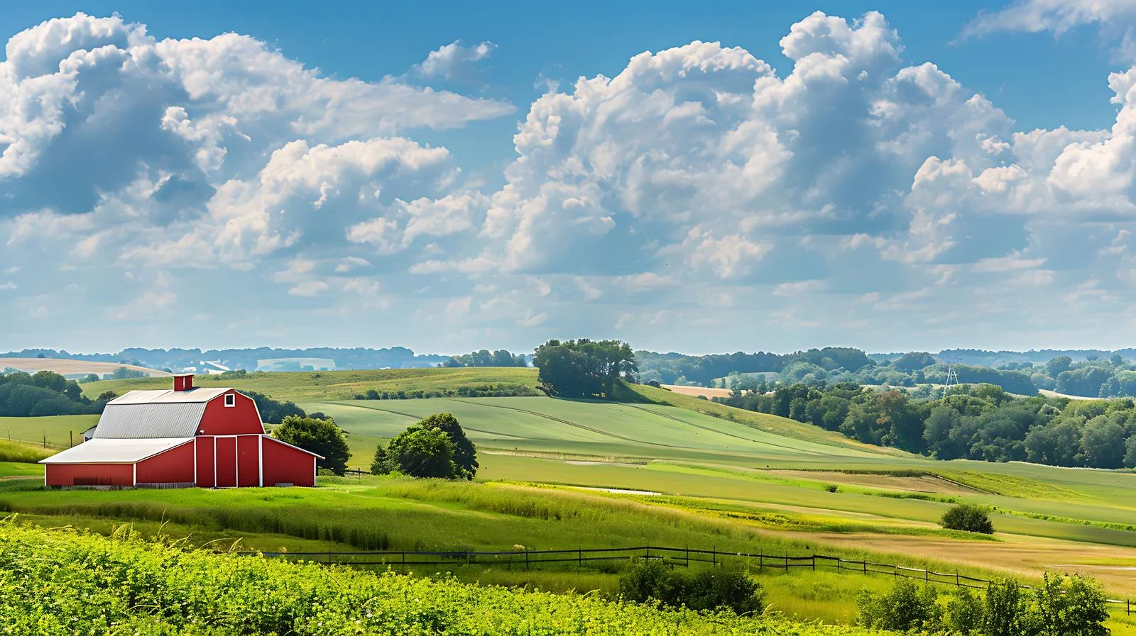 Tranquil Iowa Farm Fields Beneath Dramatic Clouds — free download from Dotvec