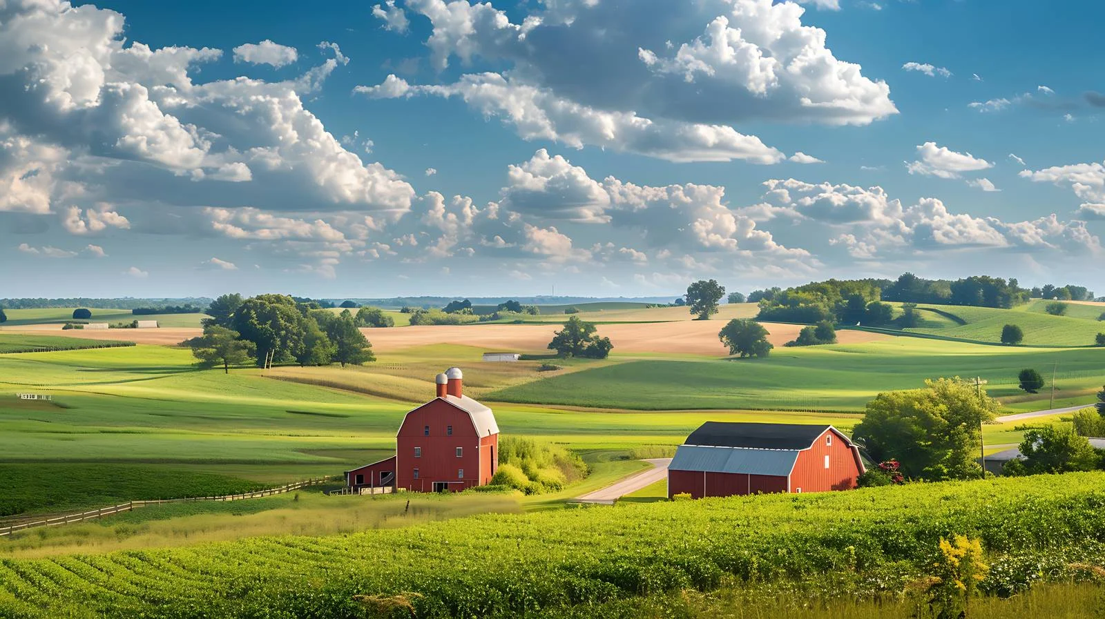 Serene Iowa landscape under dramatic sky — free download from Dotvec