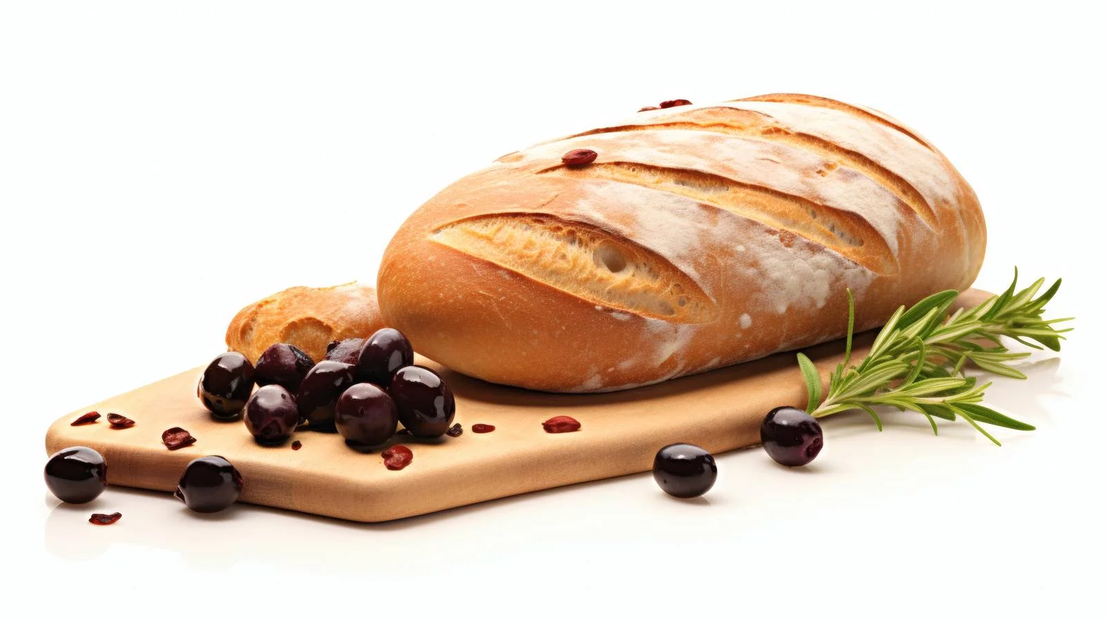 Italian Ciabatta Bread and Olives on White — free download from Dotvec