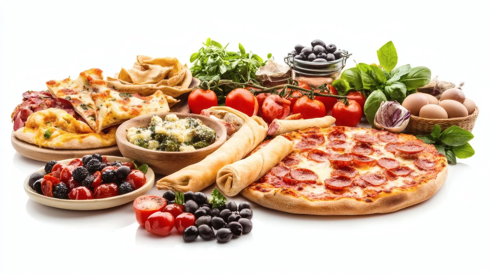Authentic Italian Food Display on White Background — free download from Dotvec