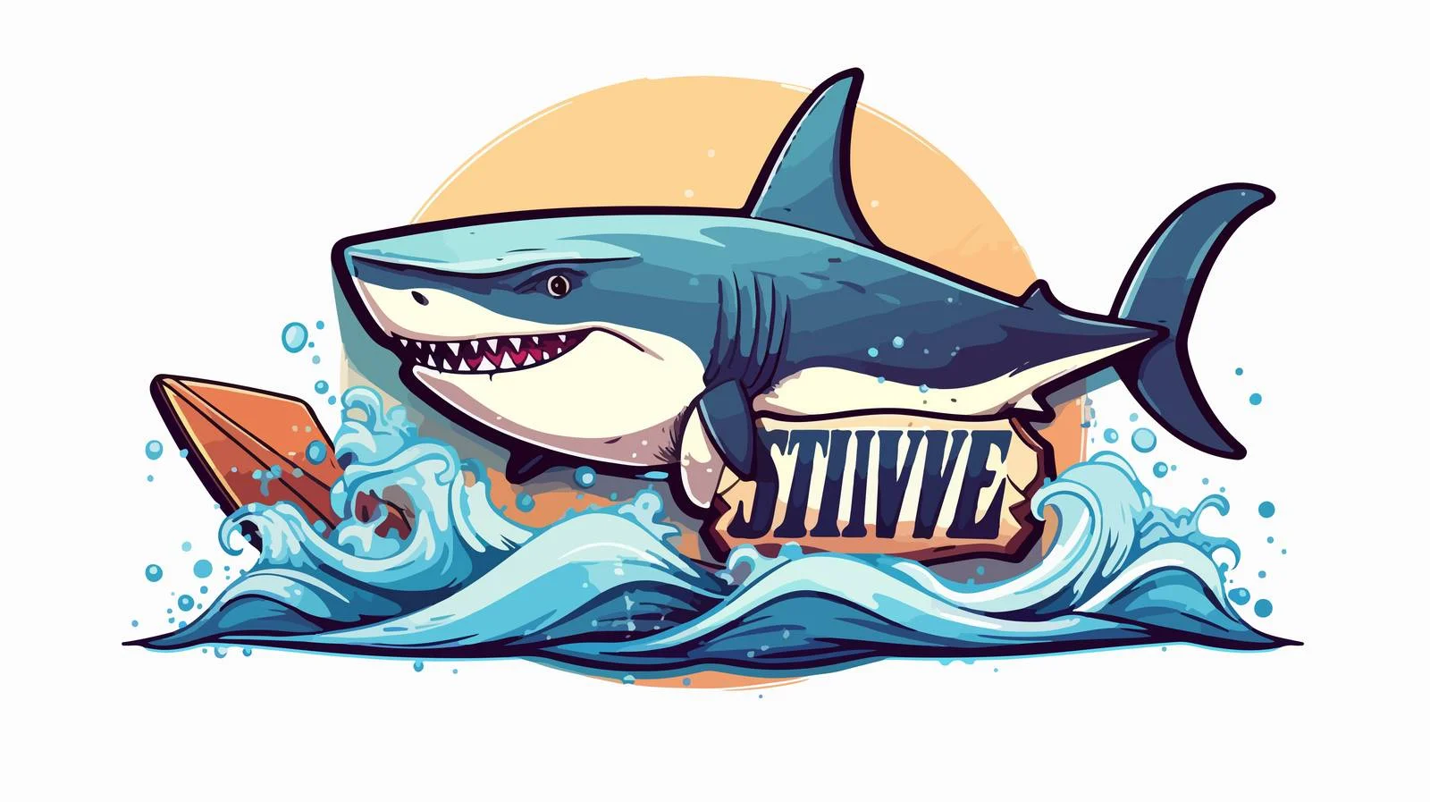 Surfing Adventure Badge with Shark Theme — free download from Dotvec