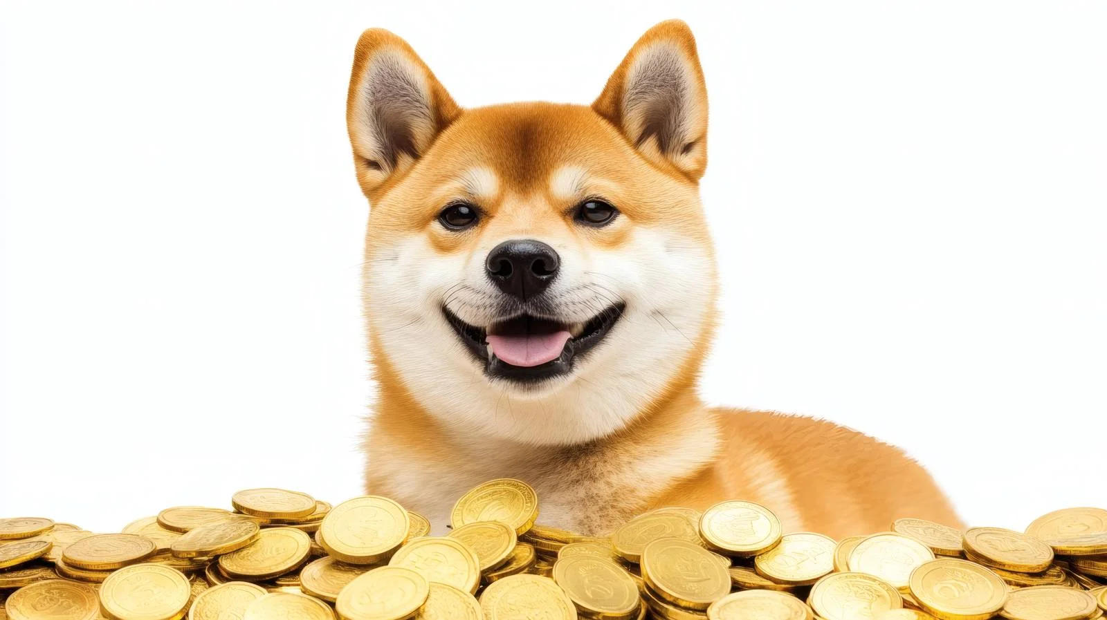 Shiba Inu Among Golden Coins Isolated — free download from Dotvec