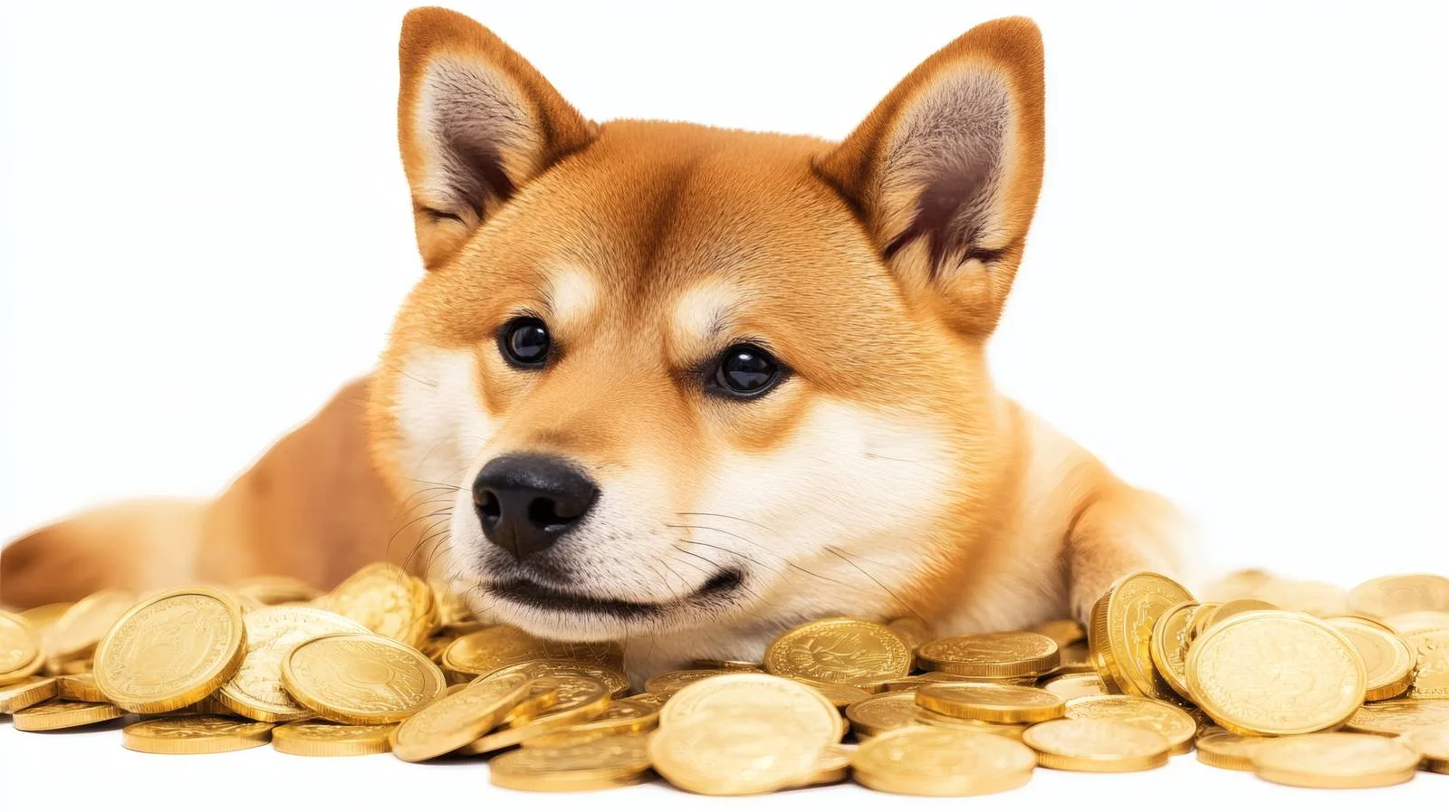 Majestic Shiba Inu Among Golden Coins — free download from Dotvec