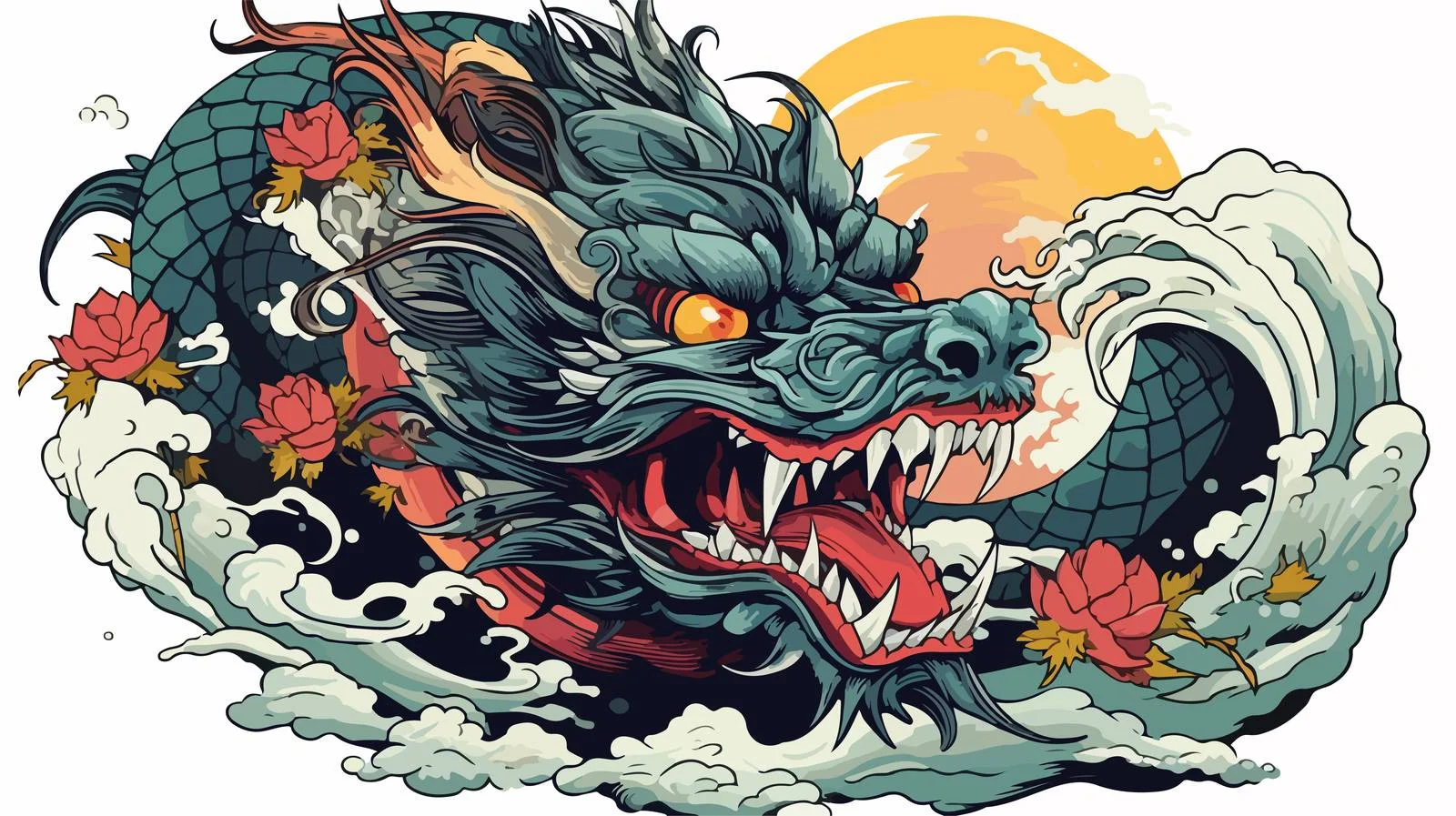 Japanese Dragon Illustration Vector Graphic — free download from Dotvec