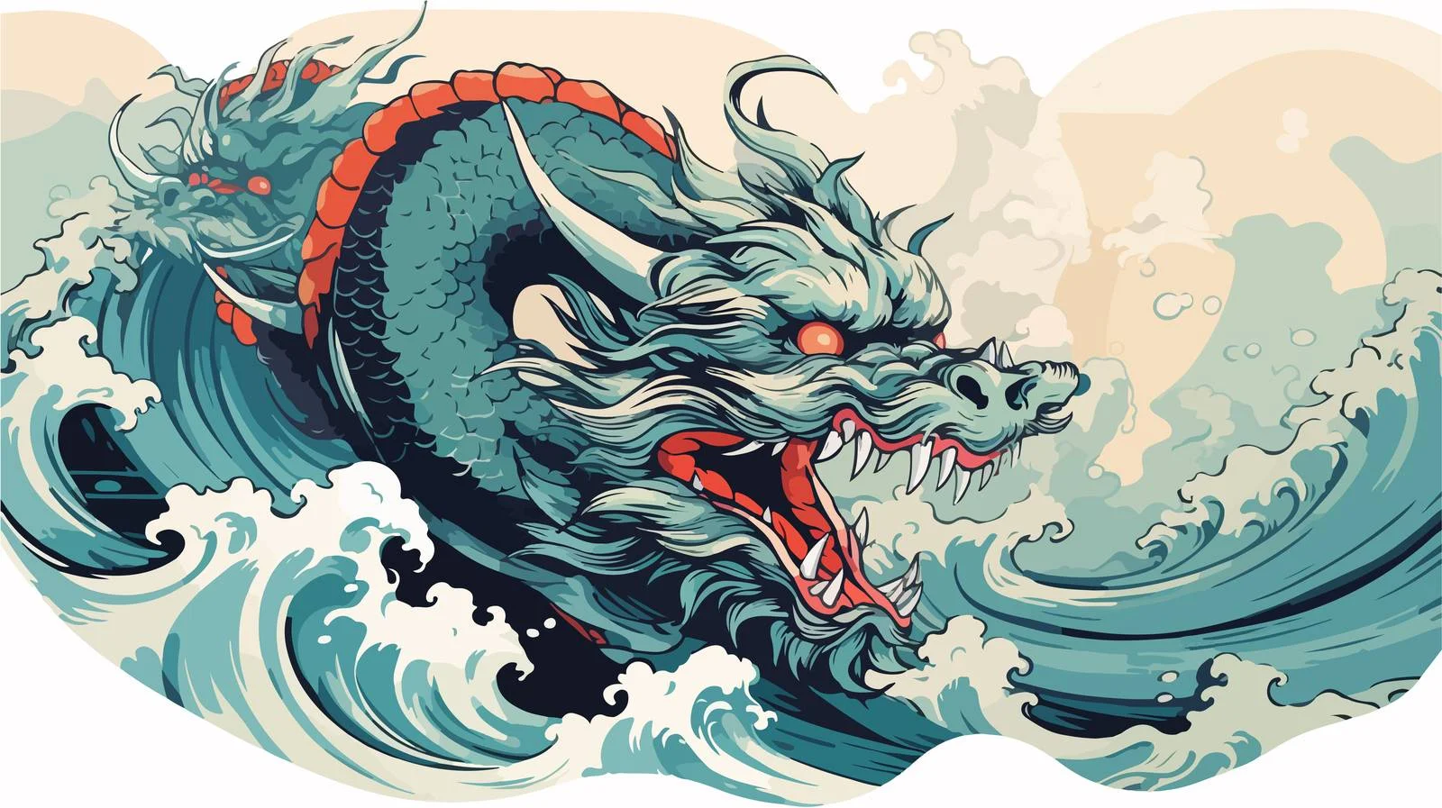 Japanese Dragon Vector Illustration — free download from Dotvec