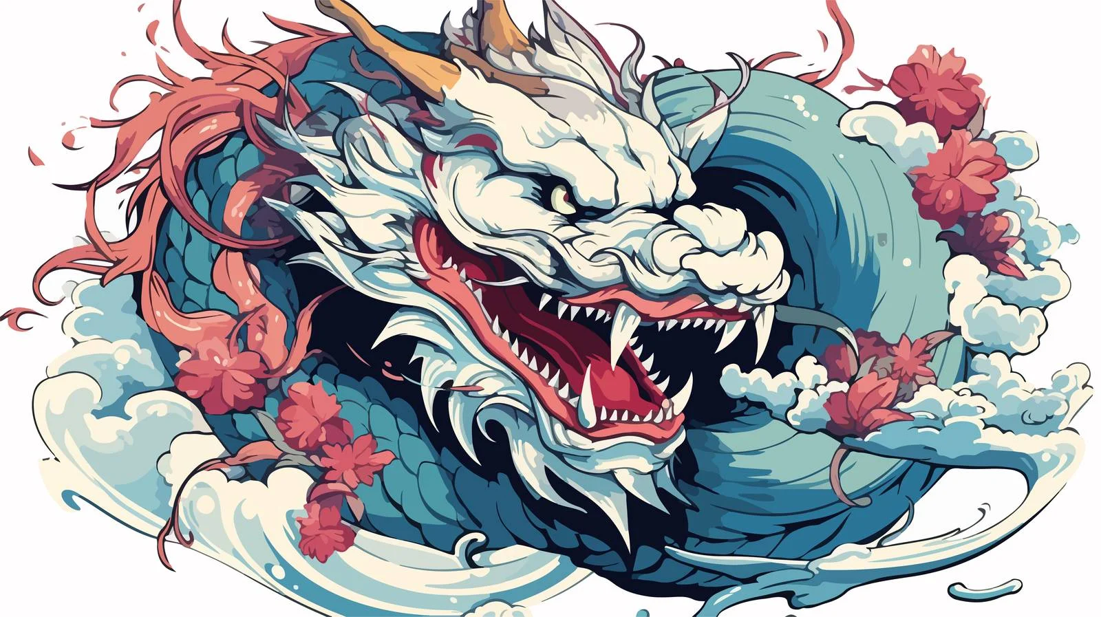 Japanese Dragon Vector Illustration — free download from Dotvec