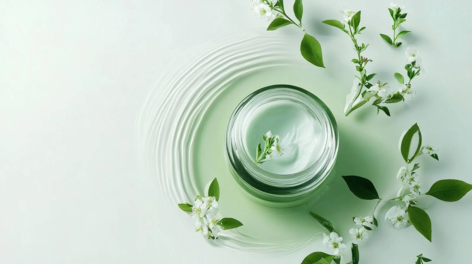 Luxurious Cosmetic Cream Jar with Green Plants — free download from Dotvec