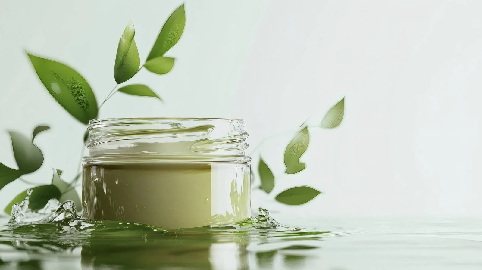 Eco-Friendly Cream Jar with Botanicals on Green — free download from Dotvec