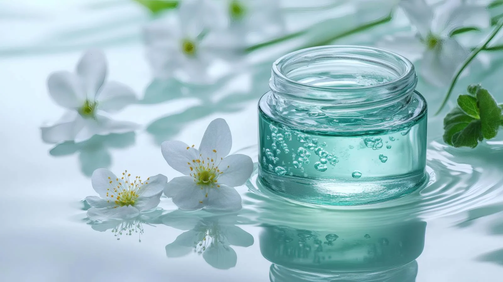 Luxurious Cosmetic Cream Jar on Green Water — free download from Dotvec