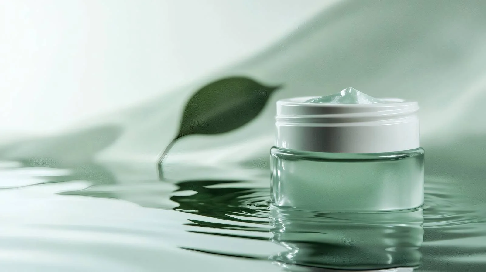 Luxurious Cosmetic Cream Jar on Green Water — free download from Dotvec