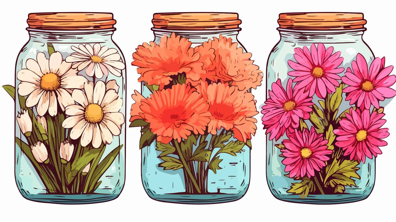 Hand-Drawn Jar of Flowers Vector Illustration — free download from Dotvec