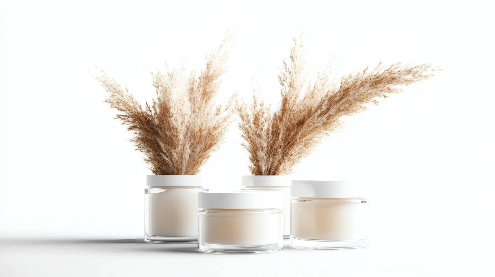 Luxurious Cream Jars with Pampas Grass — free download from Dotvec
