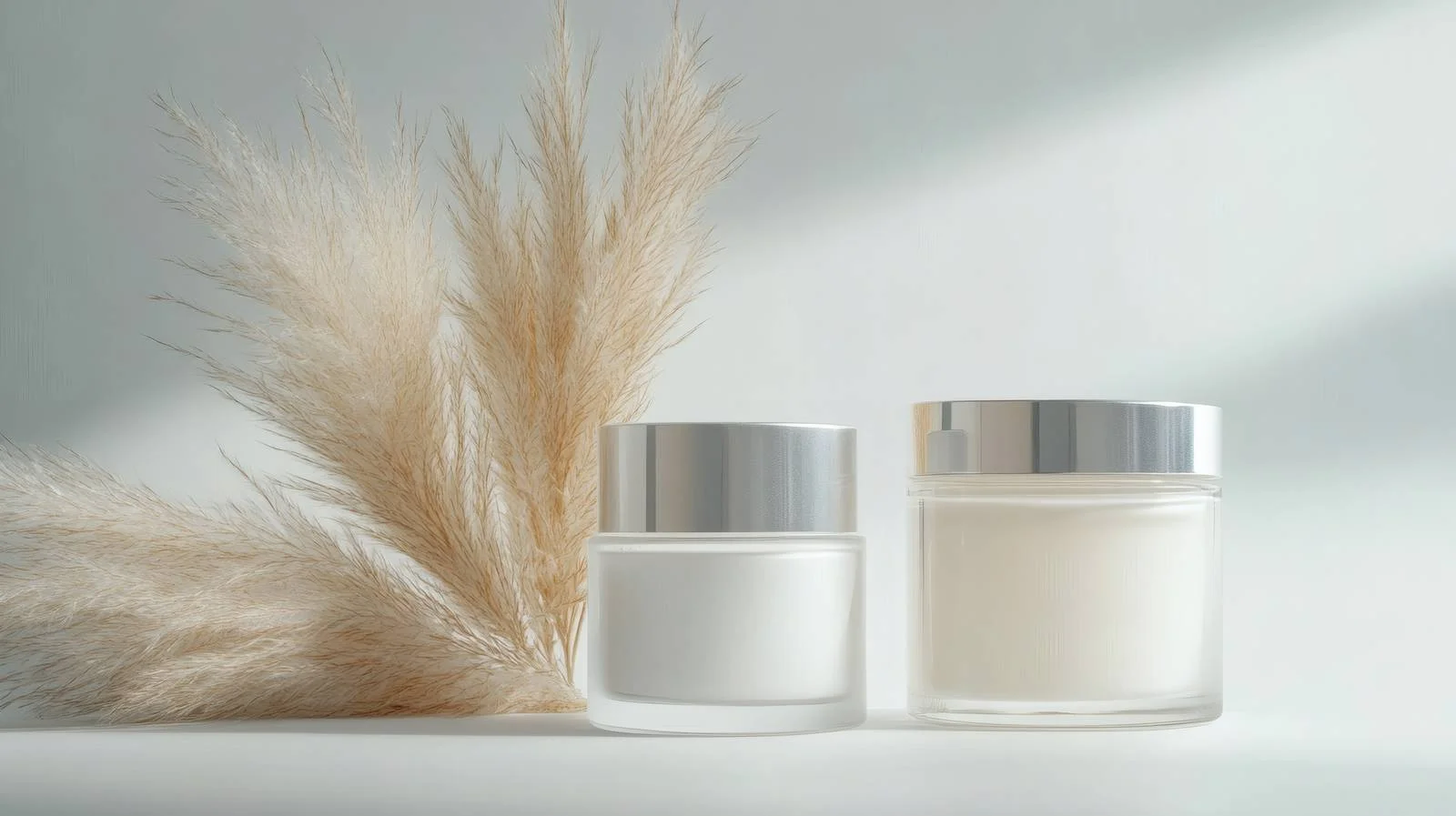 Luxurious Cosmetic Cream Jars with Pampas Grass — free download from Dotvec