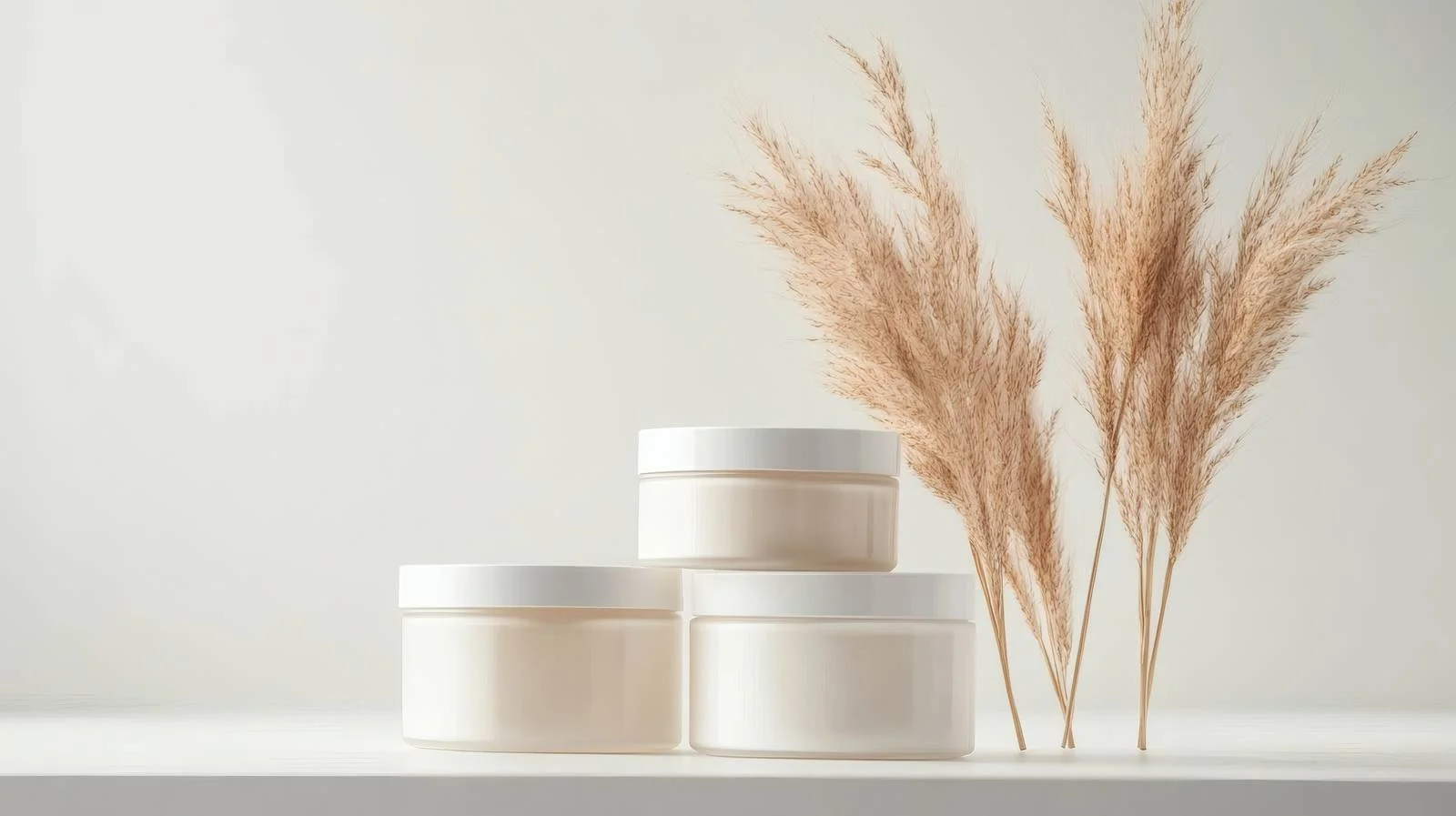 Luxurious Cosmetic Cream Jars with Pampas Grass — free download from Dotvec