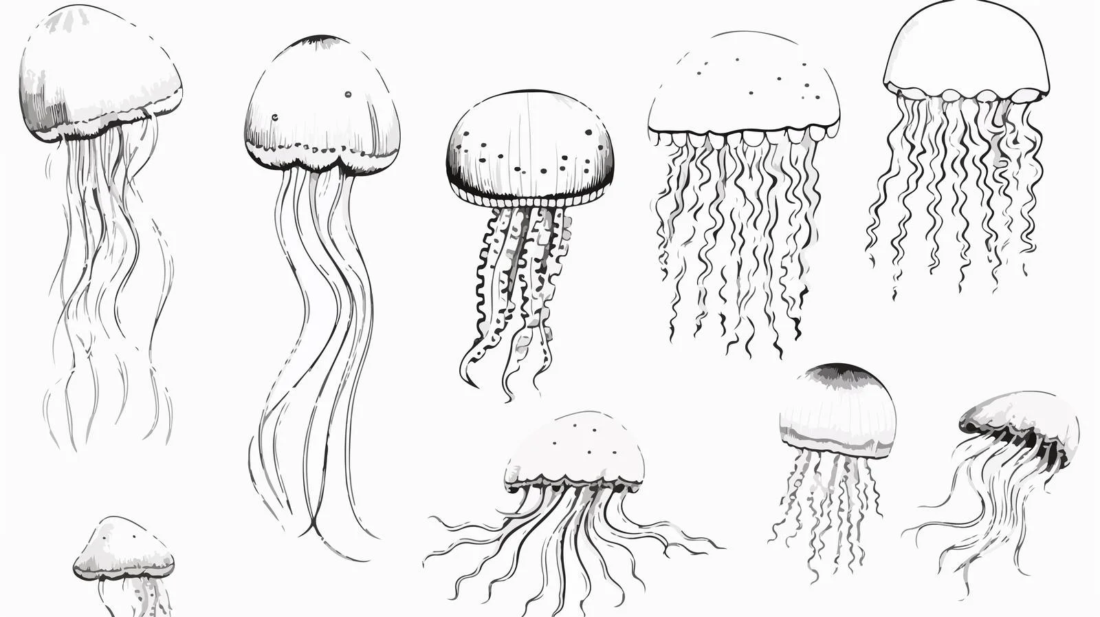 Hand-Drawn Jellyfish Sketch Vector Art — free download from Dotvec