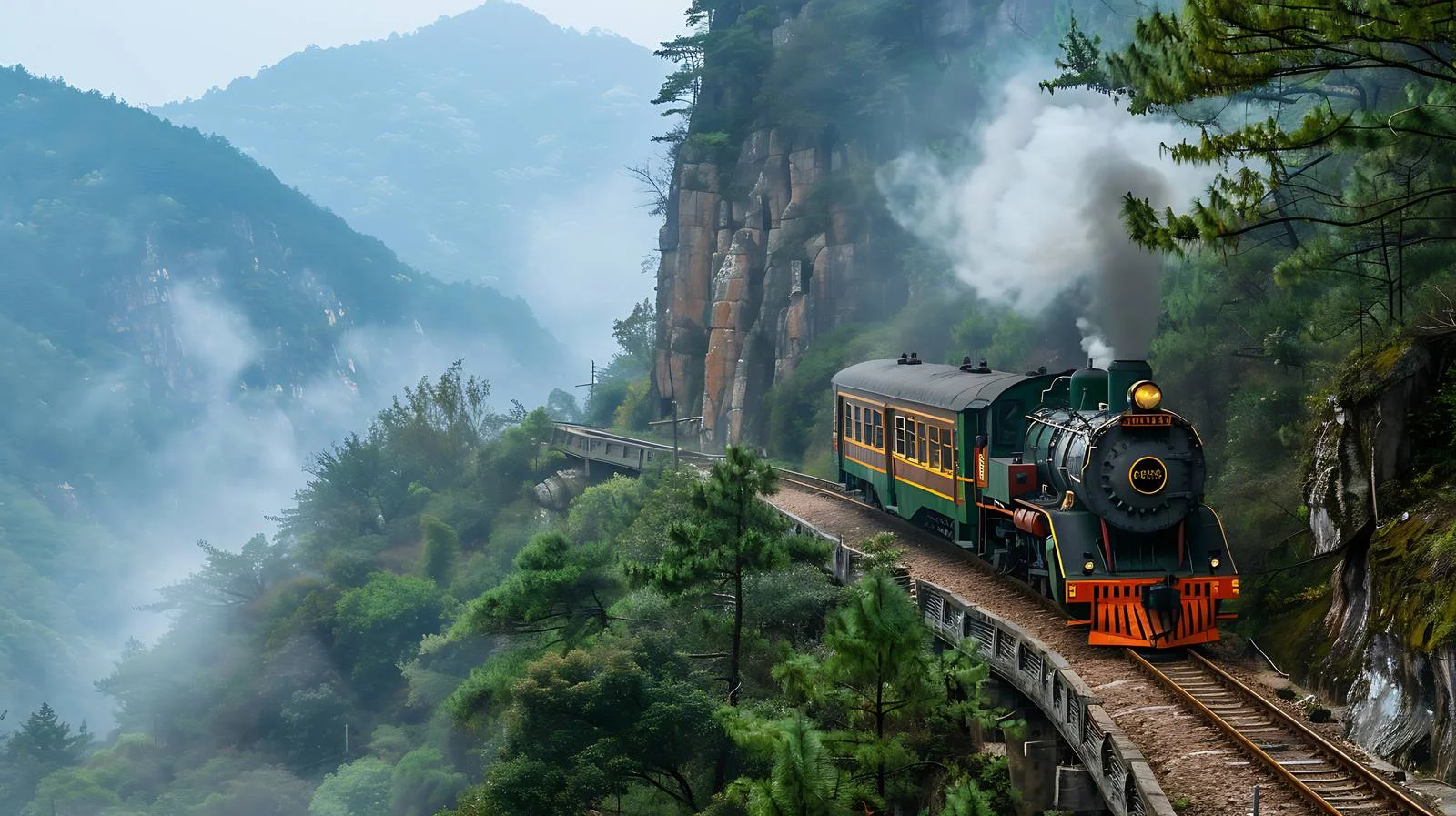 Scenic Train Ride in Qi Mountains — free download from Dotvec