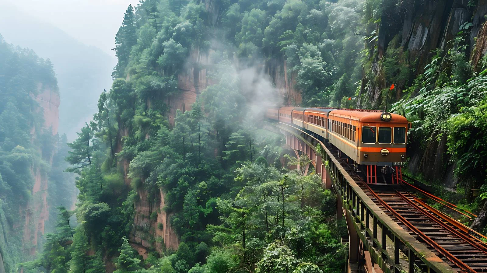 Scenic Jiayang Train in Qi Mountains — free download from Dotvec