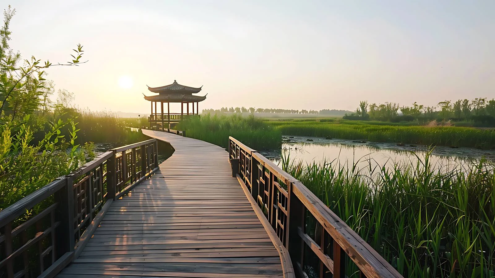 Tranquil Jiulongkou Wetland Park in Yancheng — free download from Dotvec