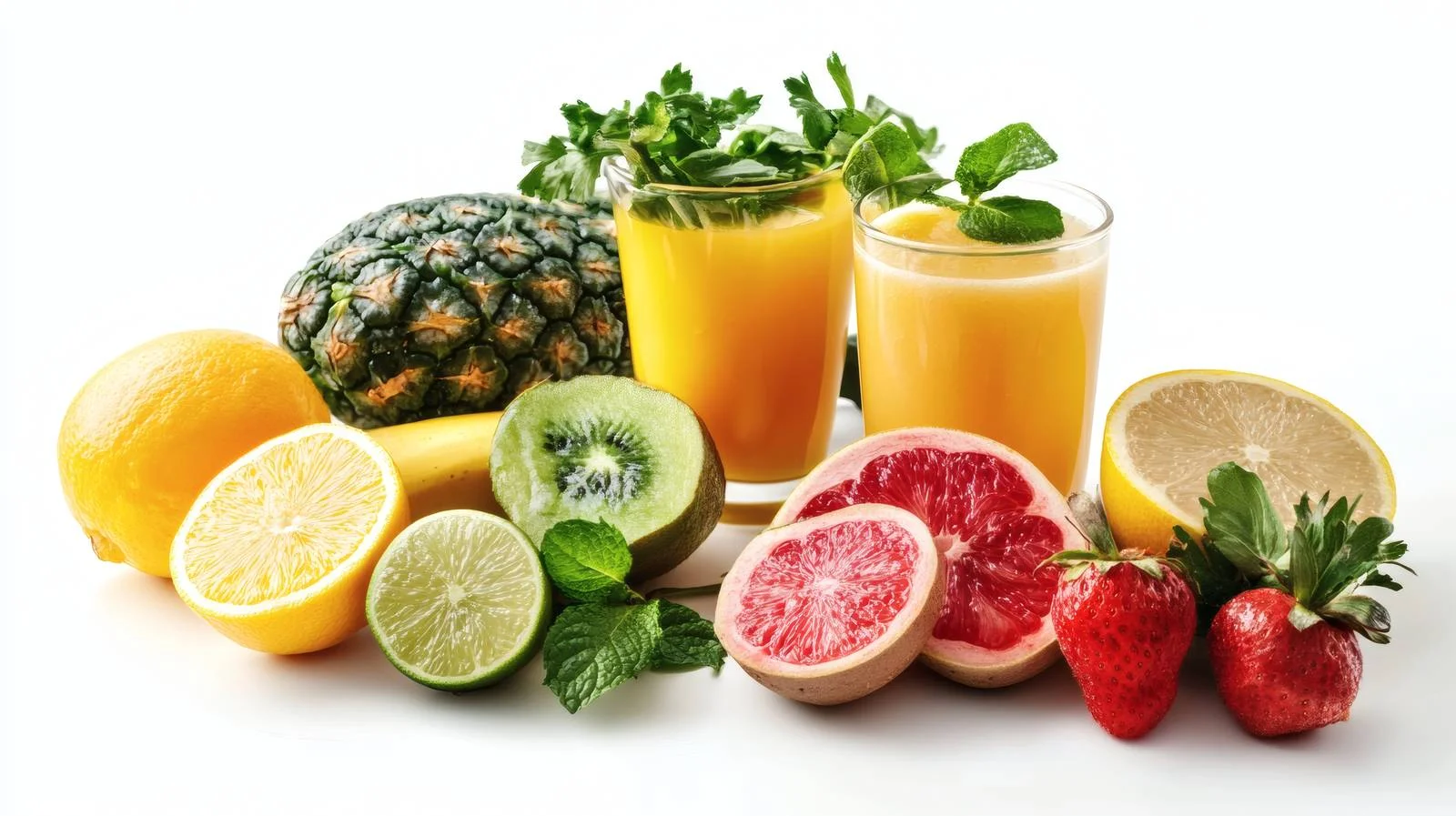 Fresh Juice and Smoothie Ingredients on White — free download from Dotvec